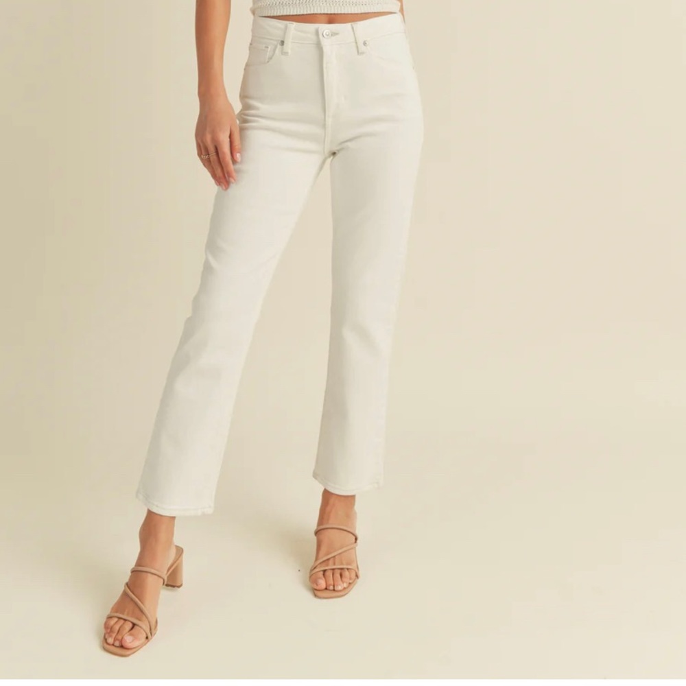 NWT Just Black Denim straight white jeans in wide leg style